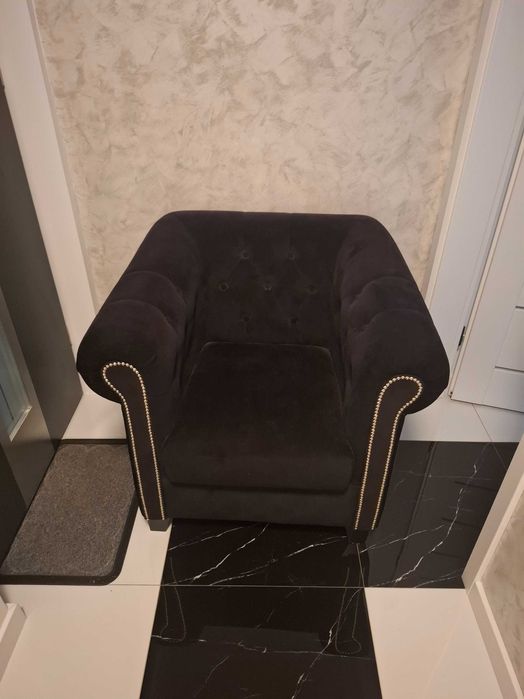 Fotel glamur czarny 2 sztuki