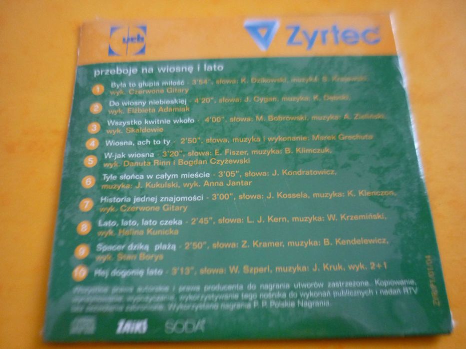 Płyta CD "Przeboje Na Wiosnę I Lato" (nowa, w folii) 2+1 Jantar Borys