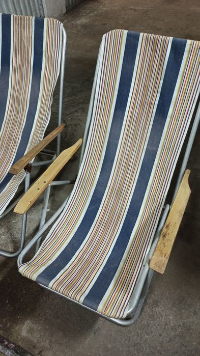 Leżak plażowy składany PRL retro