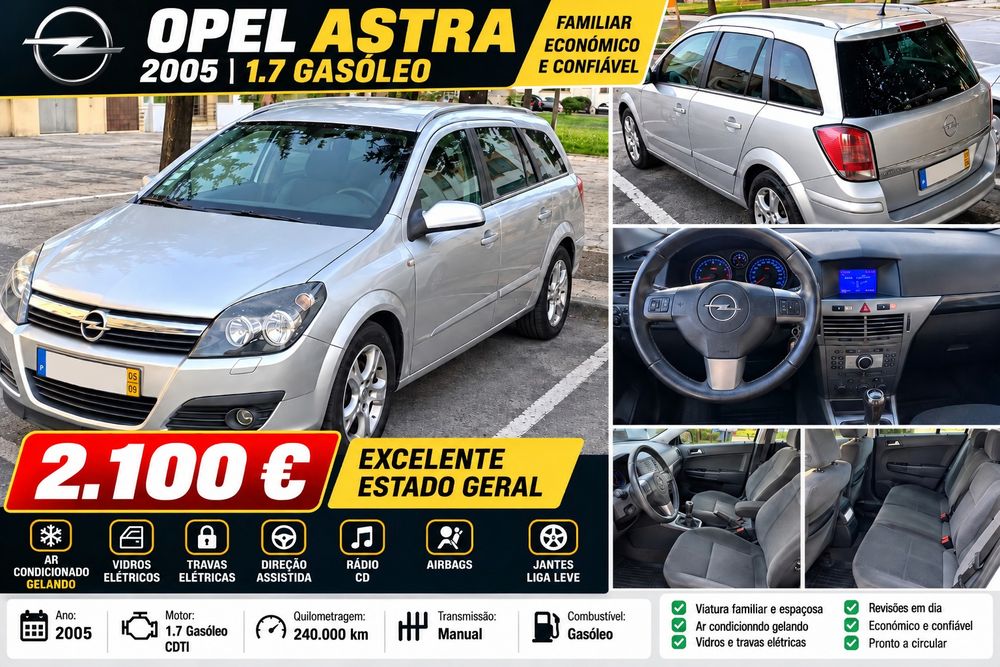 Opel astra 2005 1.7 gasóleo km 240