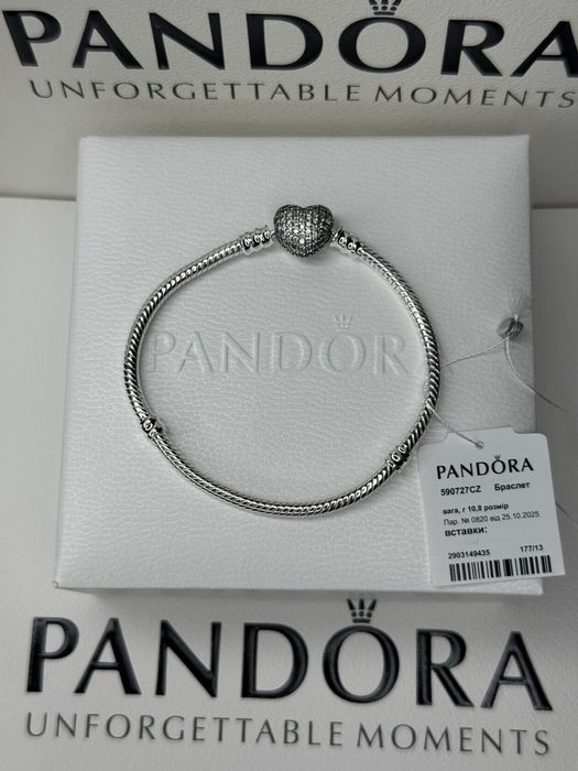 Браслет Pandora з застібкою серце Бирка Гарантія 30 днів S925 ALE