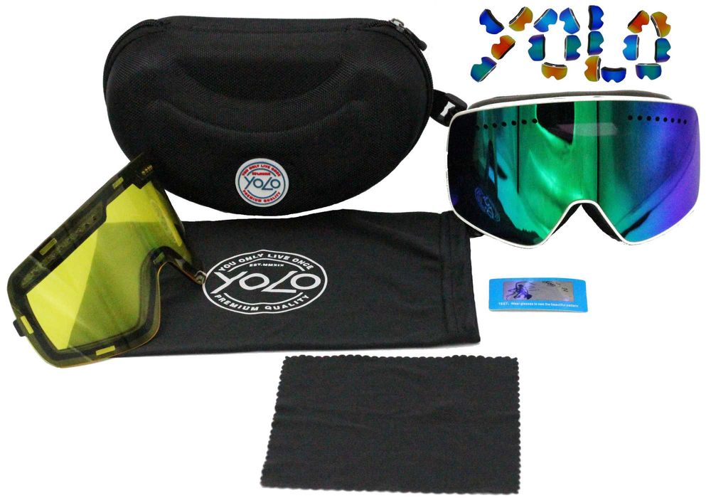 Gogle Snowboardowe premium YOLO Polaryzacja Mega Komplet 2 Szyby UV400