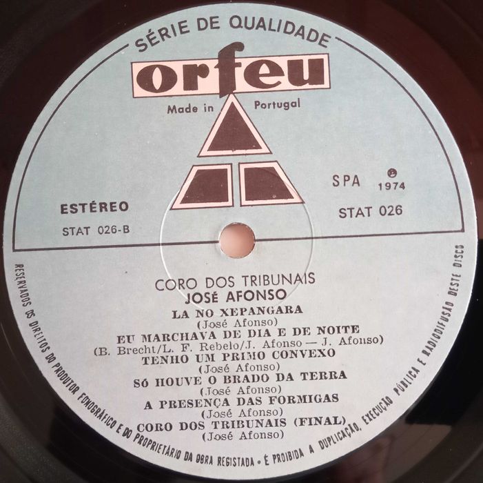 José Afonso	- - - - -		Coro dos Tribunais	- - - - -	LP