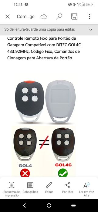Garage Remote Control 433.92 MHz (Fixed, Not Rolling Code)466005508542976000
