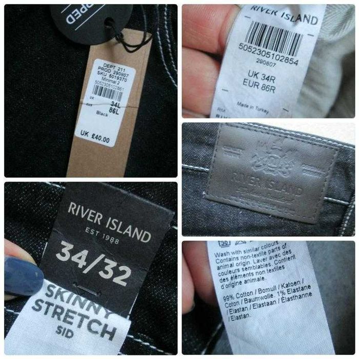 Плотные джинсы скинни с контрастной строчкой River Island.