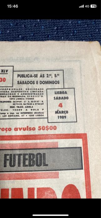 Jornal rarrisimo de A Bola