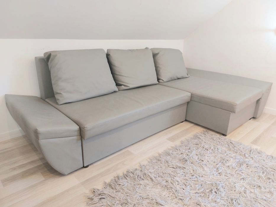-50% Piękny Narożnik w SUPER cenie sofa z funkcją spania eko SKÓRA