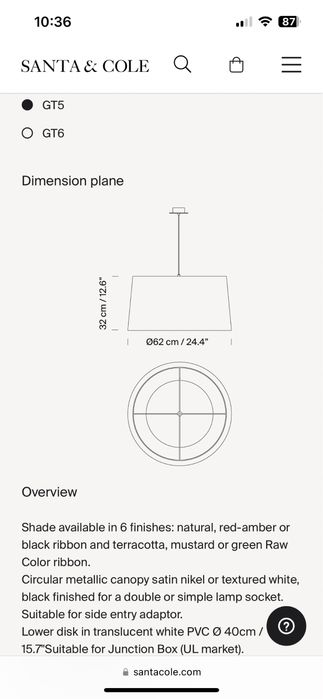 Candeeiro GT5 original Santa & Cole