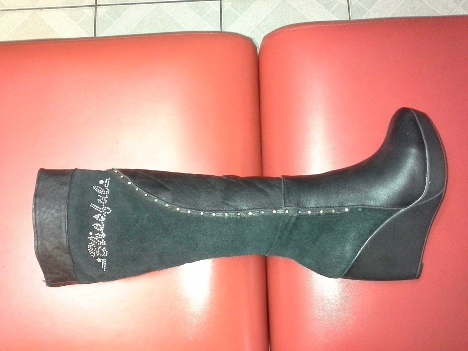 Сапоги зимние на танкетке распродажа натуральная кожа