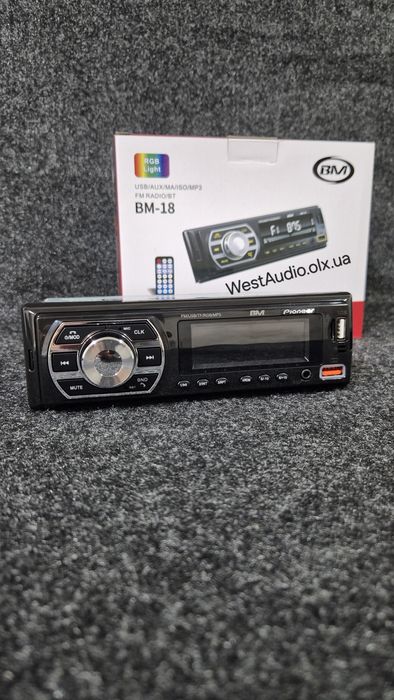 Блютуз магнітола Pioneer BM-18,змінна підсвітка,USB,AUX