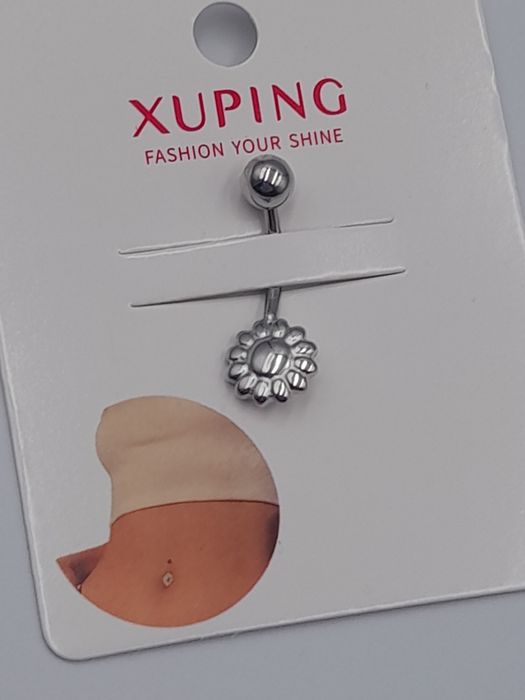 Kolczyk do pępka stal chirurgiczna srebrna Xuping kwiatek