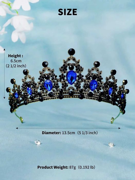 Czarna tiara ślubna.