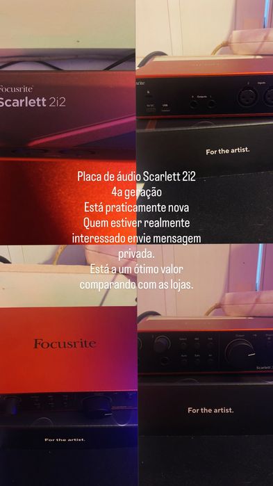 Focusrite interface de áudio Scarlett 2i2  4a gen (NOVA)