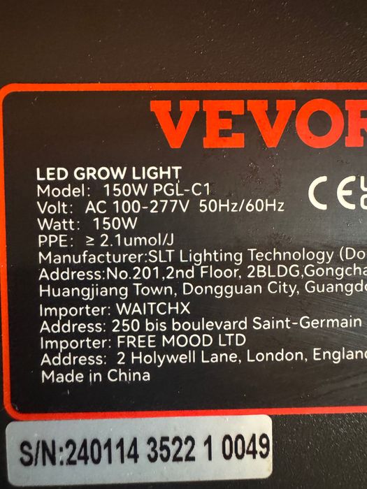 Luzes Cultivo Vevor 300w