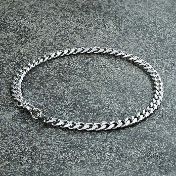 Мужской серебряный металлический браслет, цепочка цепь на руку