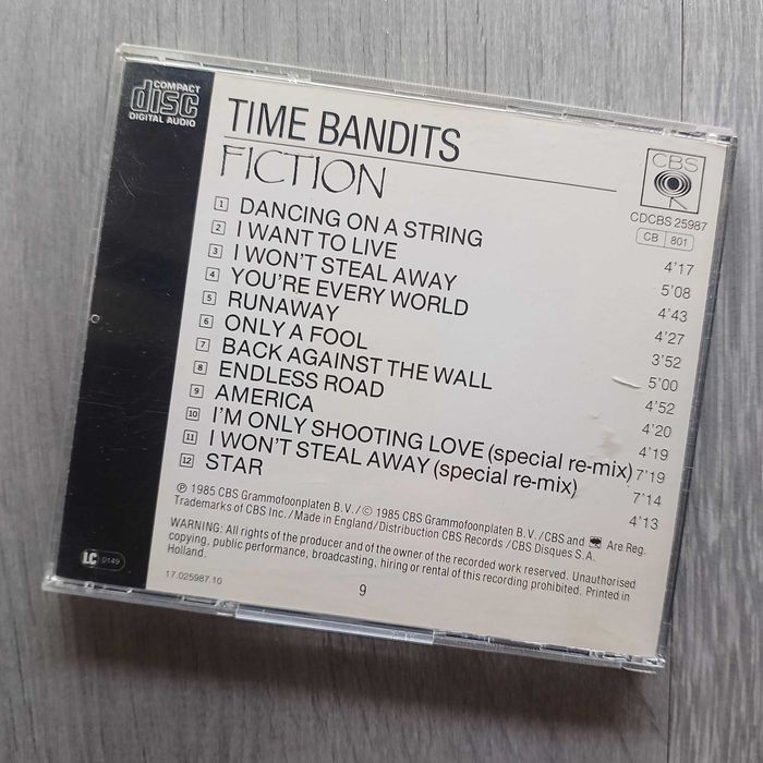 Time Bandits CD Fiction Rare 80s Edition