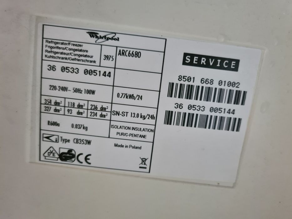 Frigorífico Whirlpool ARC6680 funciona fraco