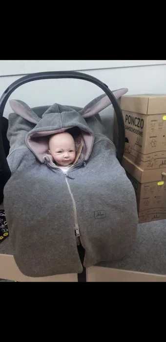 Ponczo do fotelika PATULOVE dla dziewczynki r.S Funny Bunny PINK