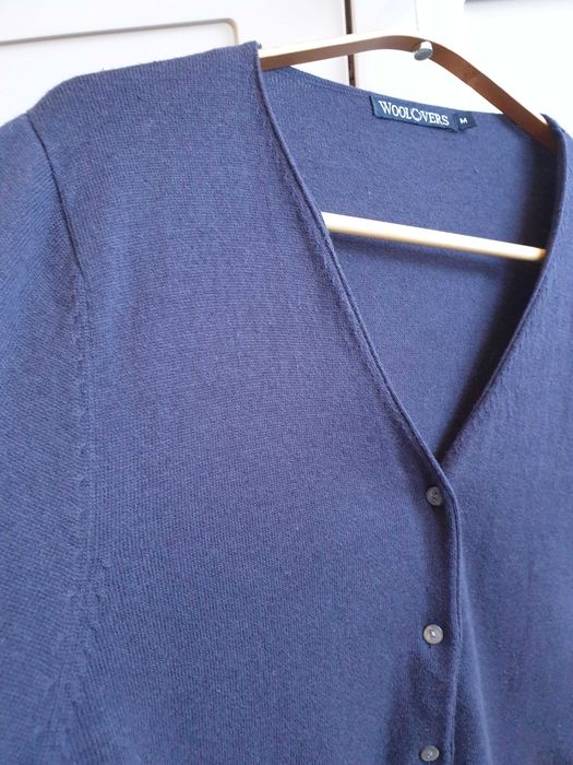 Granatowy sweter zapinany Woolovers bawełna jedwab jedwabny 38