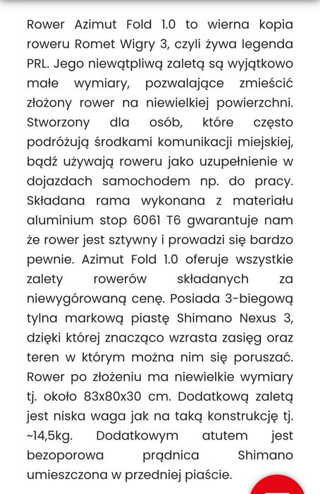 Rowery składane Azimut Folding 1.0