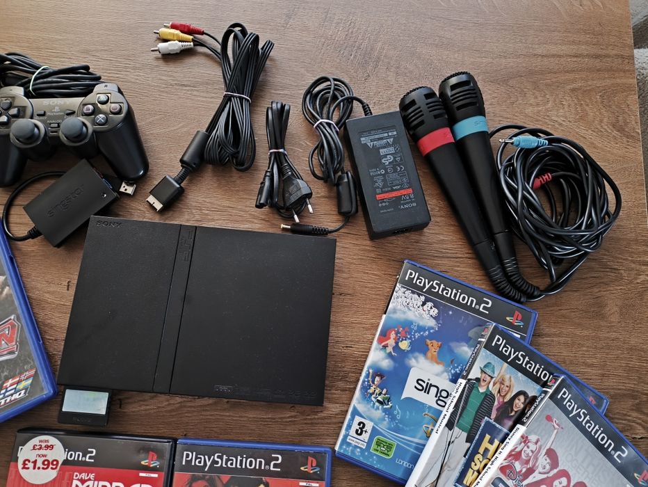 PlayStation 2 Slim + pad + mikrofony + gry GOTOWY ZESTAW