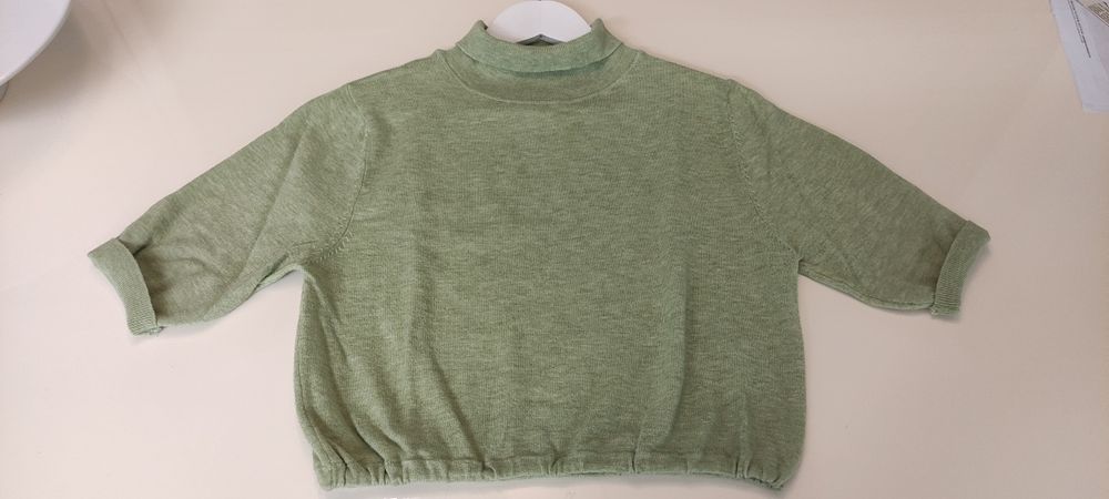 Camisola curta verde água