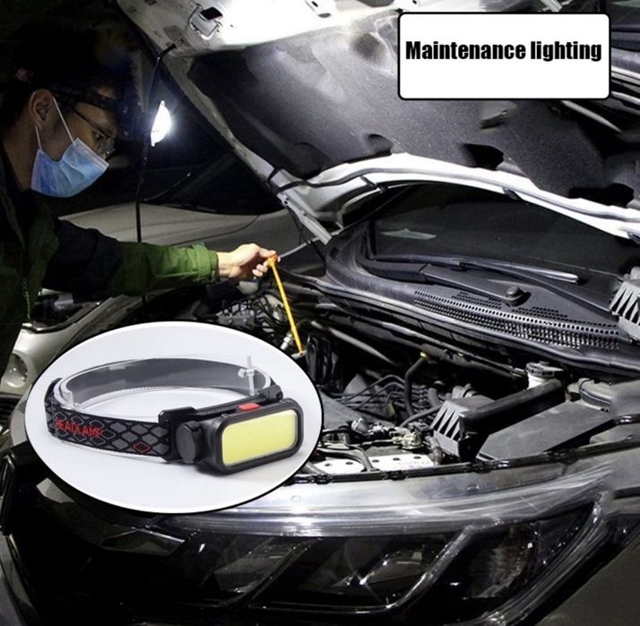 Ліхтар налобний BL-008+COB (white+red), червоне світло, водозахист, вб