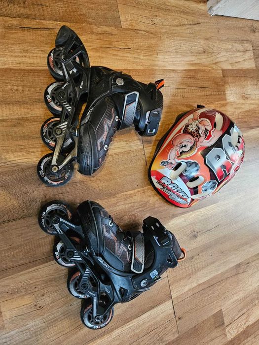 Rolki dziecięce, czarne, regulowane, rozmiar 29 - 32 plus Kask XS