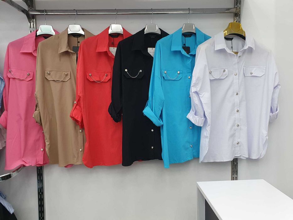 Koszula damska czarna bawełna oversize plus size Roz L