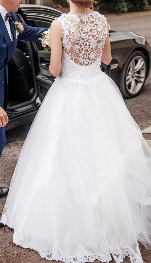 Suknia ślubna gipiura koronka 34/ XS