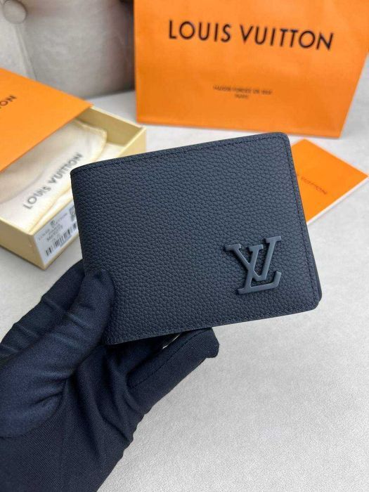 Кожаный черный бумажник Louis Vuitton кошелек Луи Виттон k423