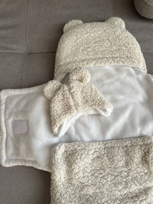 Конверт тедді молочного кольору на виписку зима-весна