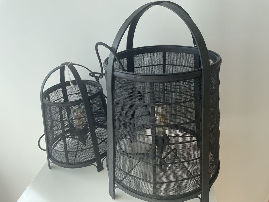 Conjunto de 2 Candeeiros Decorativos em Metal Preto