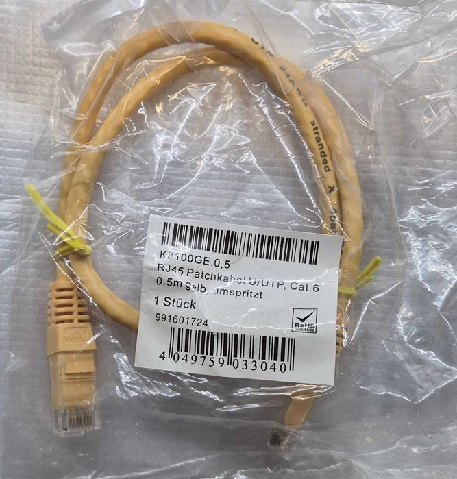 Cabo Ethernet cat.6 0,5 metros EFB-Elektronik amarelo NOVO