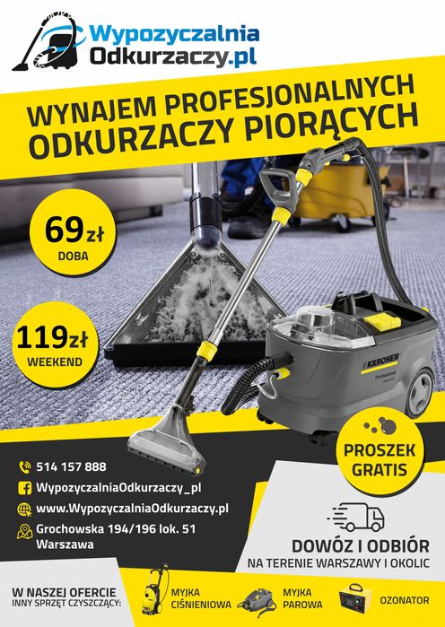 Wynajem odkurzacza piorącego Karcher Warszawa i okolice