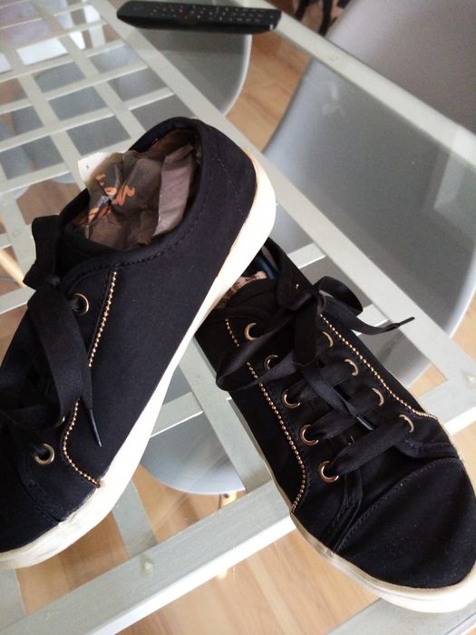 Sapatilhas senhora/menina, n°35,pano azul escuro