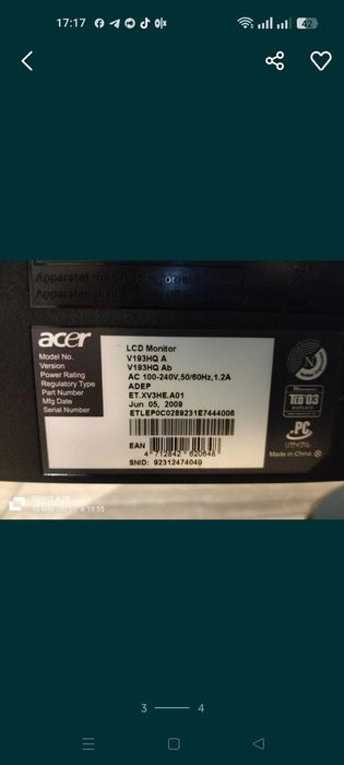 Монітор Acer V193HQ