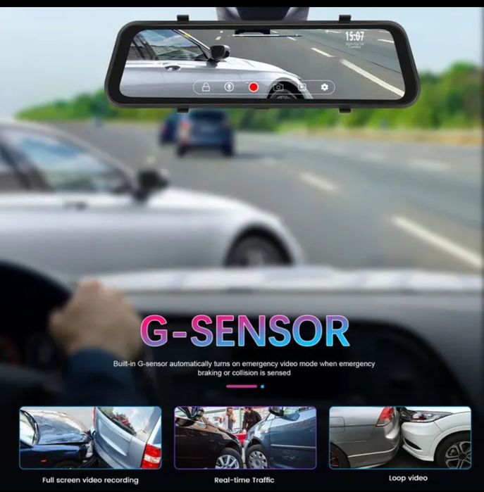 Espelho retrovisor 9,66 polegadas DashCam com 2 Câmaras 4K HD DVR NOVO