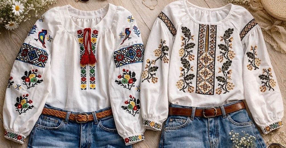 Вишиванка дитяча для дівчинки льон біла рукав довгий