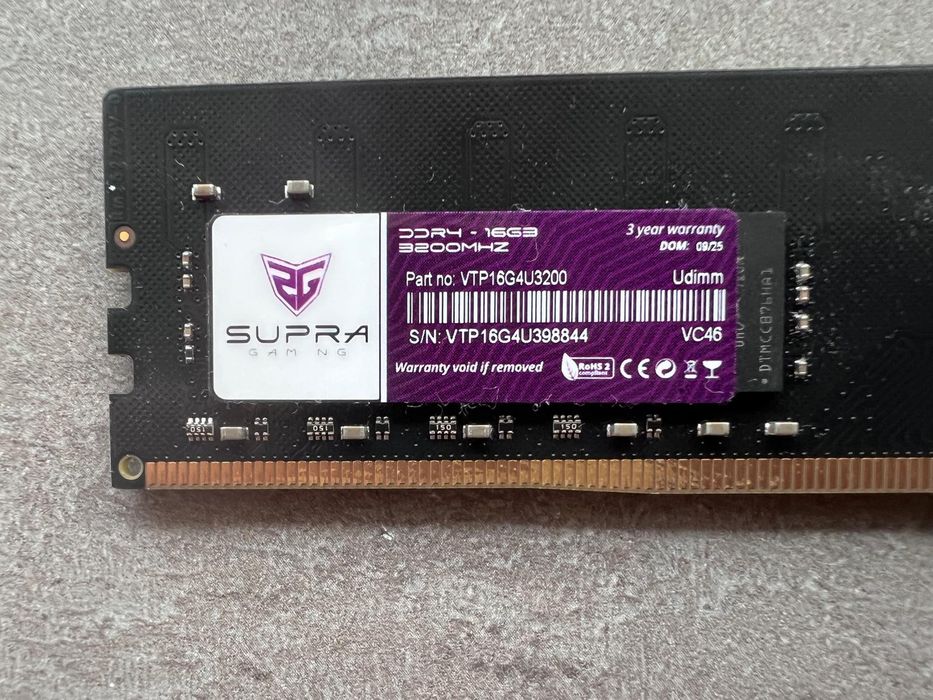 Memória RAM SUPRA Gaming 16GB DDR4 3200MHz UDIMM – VTP16G4U3200