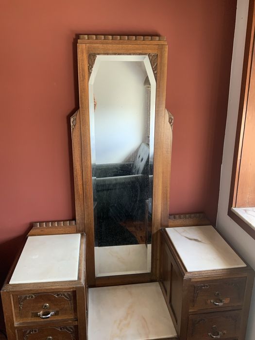 Toucador vintage espelho e marmore