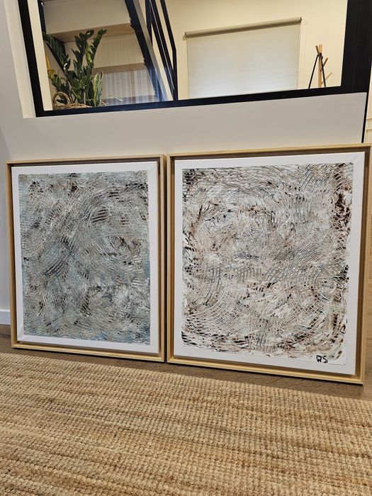 Quadro em gesso acrilico com moldura em pinho - 75*65 cm