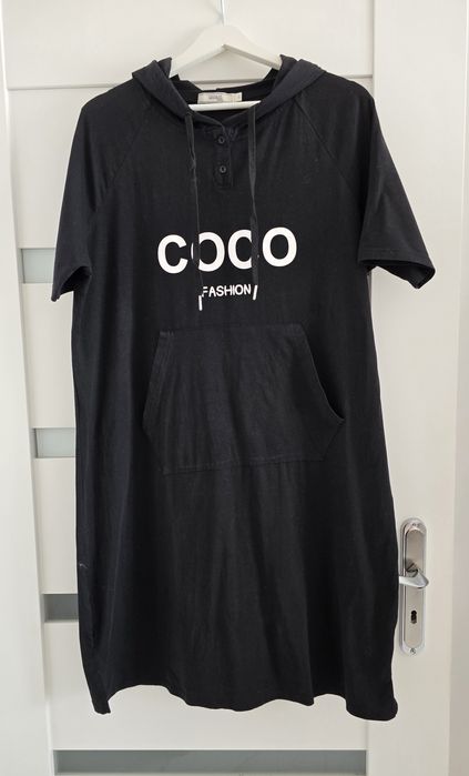 Czana sukienka kapturem "Coco Fashion"