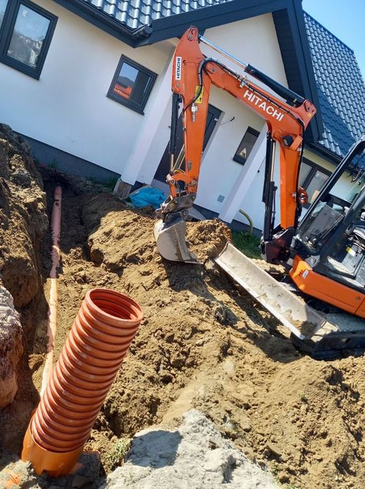 Uslugi koparką,przyłącza kanalizacji, wody,