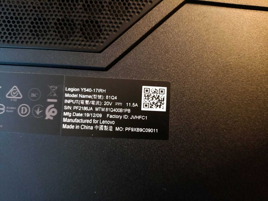 Laptop LENOVO LEGION Y540-17IRH 16GB RAM  GTX1660TI Windows