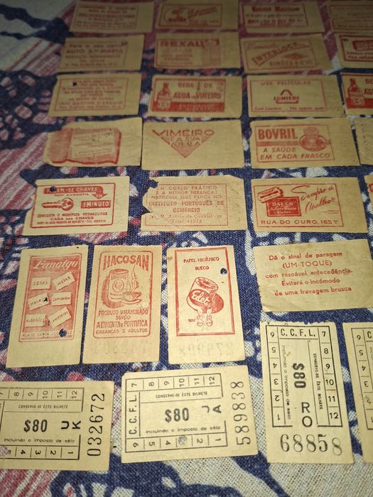 Bilhetes Carris anos 50-60 com publicidade + 100 raros