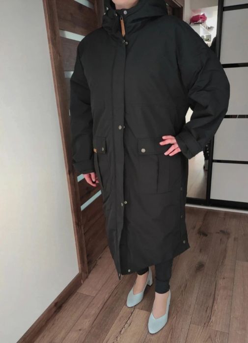 Kurtka zimowa ocieplana czarna długa 50 5XL (44)