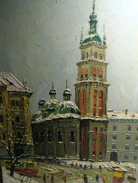 Картина маслом на холсті,велика 1978 р"Львів вул.Підвальна"