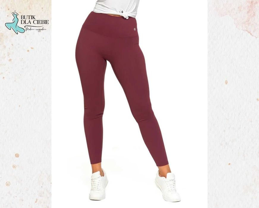 -> Bordowe legginsy sportowe – wysoki stan, modelujące / Moraj / Rozmiar: XXL