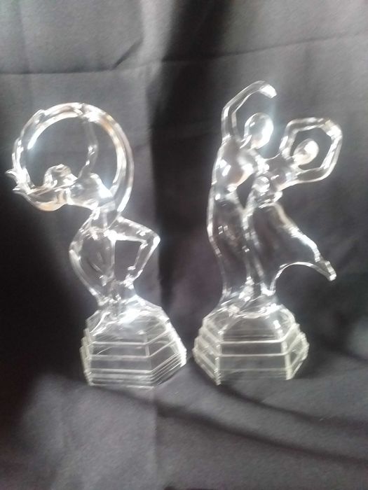 Pair of Italian Crystal Statuettes